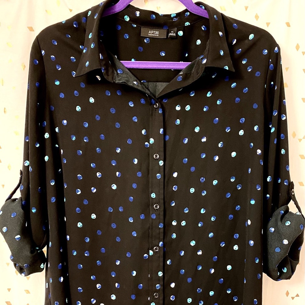Apt. 9 Button Down 3/4 Button Loop Roll-Tab Shirt